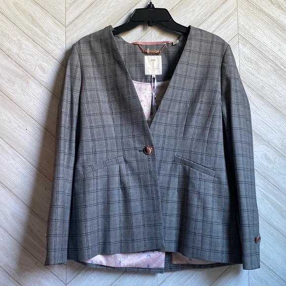 NEW Ted Baker Rista blazer 2, US 6 collarless check print - Picture 3 of 8